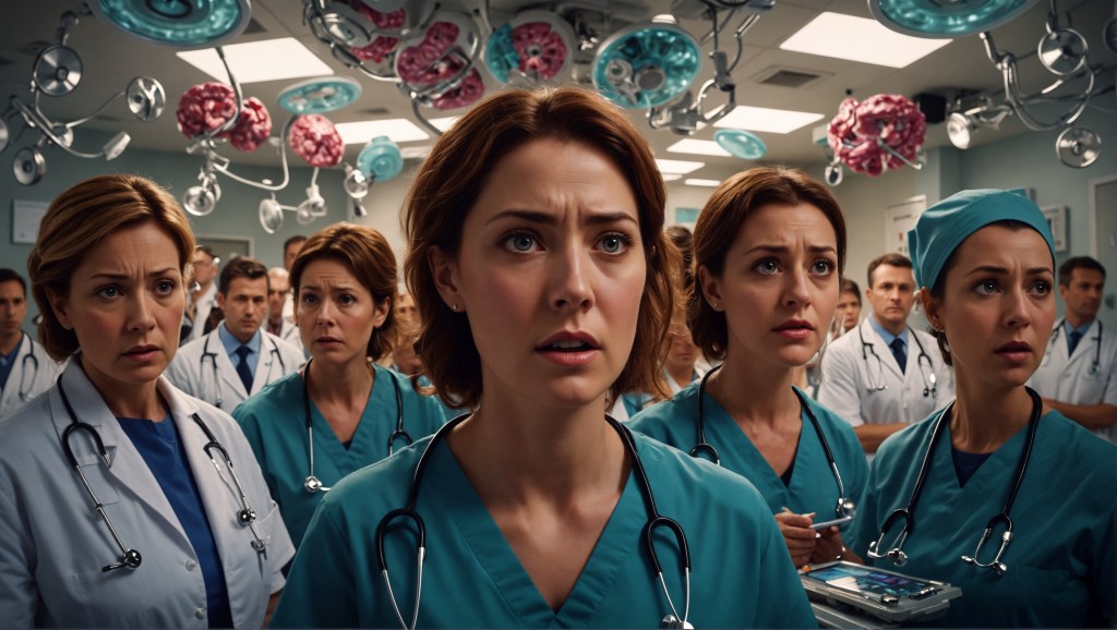 Medical staff looking confused